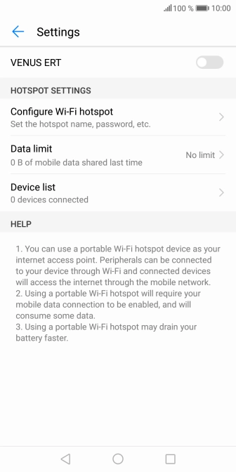 Press Configure Wi-Fi hotspot.