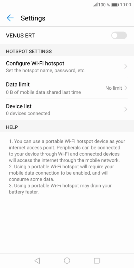 Press Configure Wi-Fi hotspot.