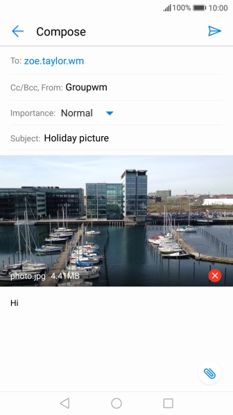 Press the send icon when you've finished your email message.