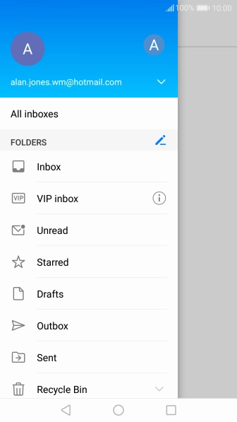 Press the required email account.