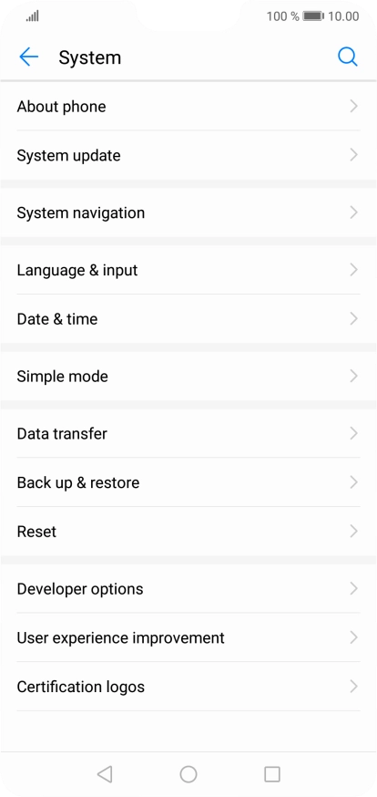 Press System update. If a new software version is available, it's displayed. Follow the instructions on the screen to update the phone software.