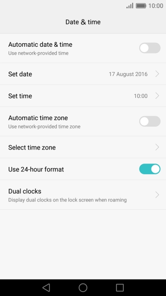 Press Automatic date & time to turn on the function.
