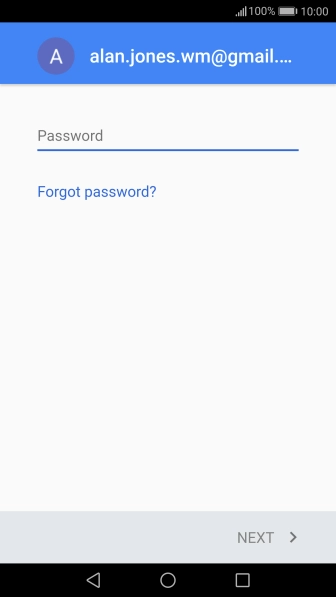 Press the text input field and key in the password for your Google account.