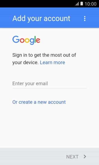 If you don t have a Google account, press Or create a new account and follow the instructions on the screen to create an account.