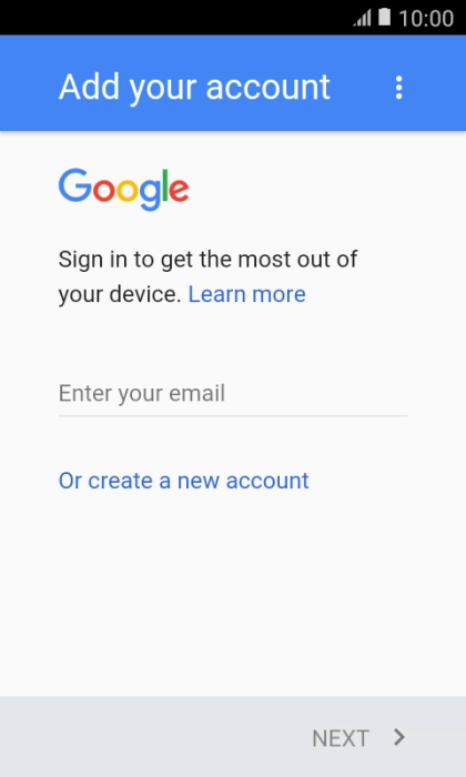 If you don t have a Google account, press Or create a new account and follow the instructions on the screen to create an account.