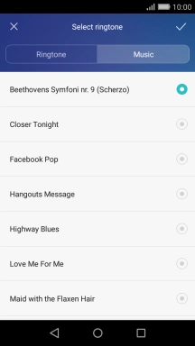 Once you've found a ring tone you like, press the confirm icon.