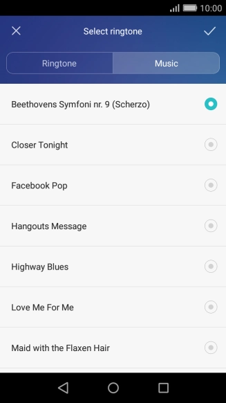 Once you've found a ring tone you like, press the confirm icon.