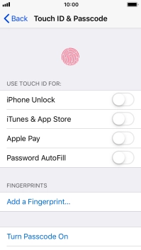 Press Turn Passcode On and key in a phone lock code of your own choice twice.