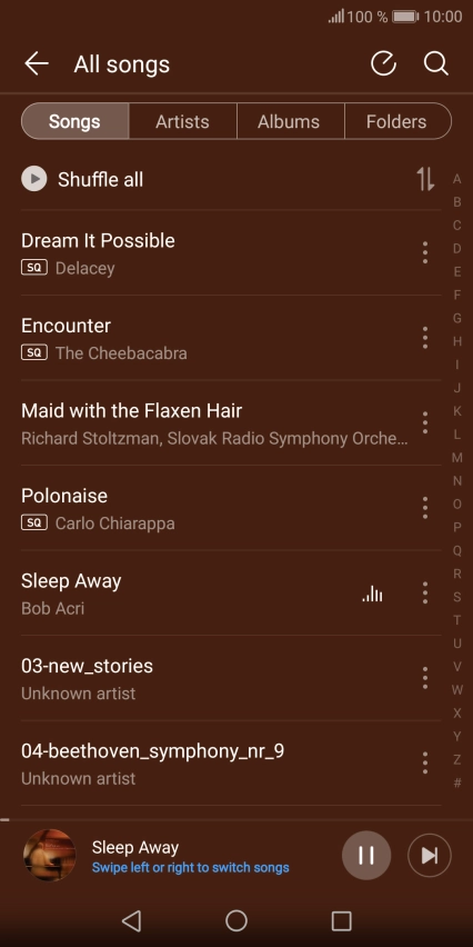 Press the song title.