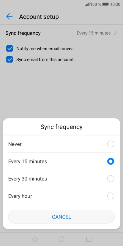 Press the required setting.
