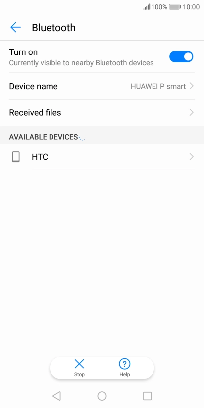 Press the required Bluetooth device and follow the instructions on the screen to pair the device with your phone.