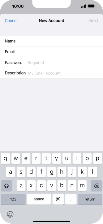 Press Password and key in the password for your email account.