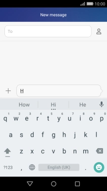 The word suggestions are displayed as you write. Press the required word to insert it.
