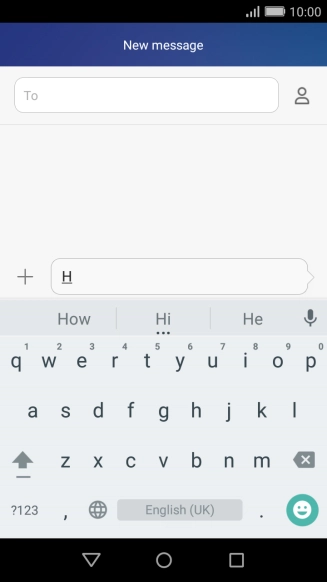 The word suggestions are displayed as you write. Press the required word to insert it.
