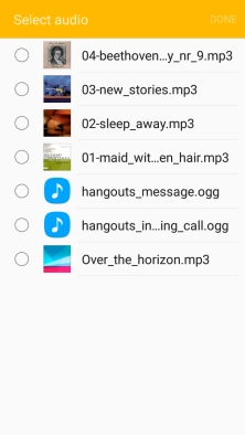 Press the required audio file.