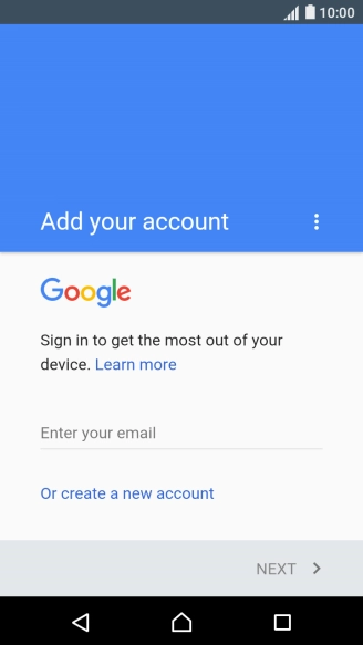 If you don t have a Google account, press Or create a new account and follow the instructions on the screen to create an account.
