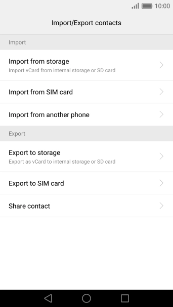 Press Import from SIM card.