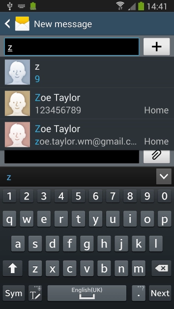 Key in the first letters of the recipient's name and press the required contact.