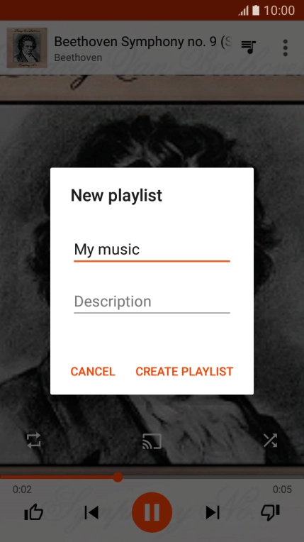 Key in a name for the playlist and press CREATE PLAYLIST.