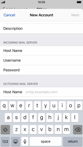 Press Host Name and key in mail.vodafone.ie.