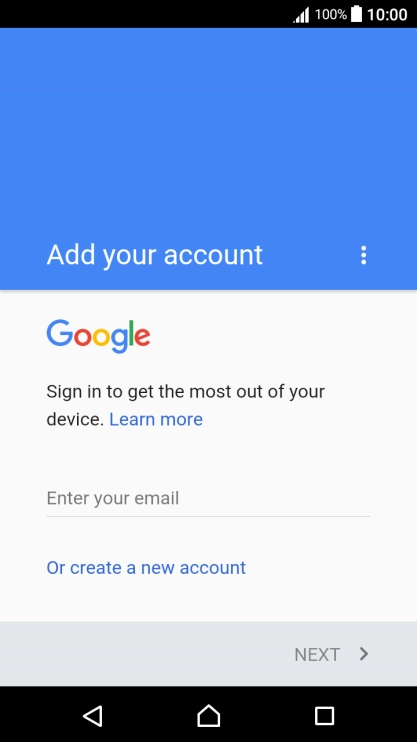 If you don t have a Google account, press Or create a new account and follow the instructions on the screen to create an account.