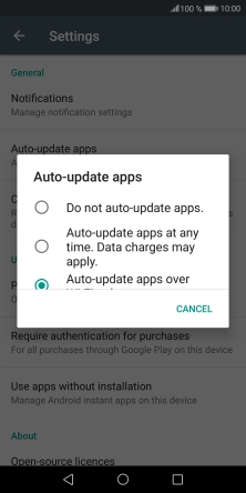 To turn off automatic update of apps, press Do not auto-update apps..