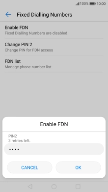Key in your PIN2 and press OK.