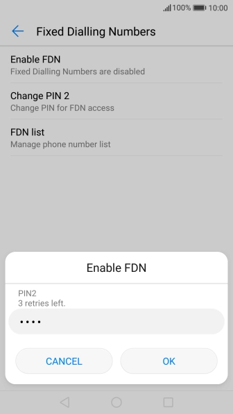 Key in your PIN2 and press OK.