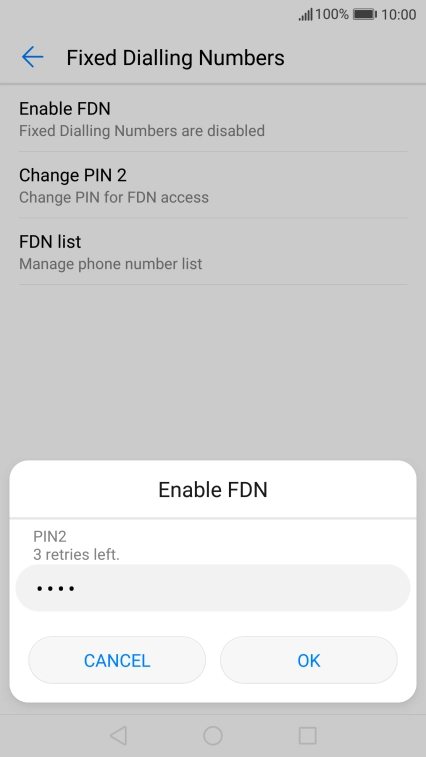 Key in your PIN2 and press OK.