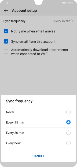 Press the required setting.