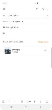 Press the send icon when you've finished your email message.
