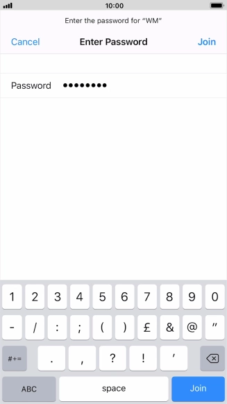 Key in the password for the Wi-Fi network and press Join.