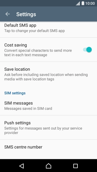 Press SMS centre number.