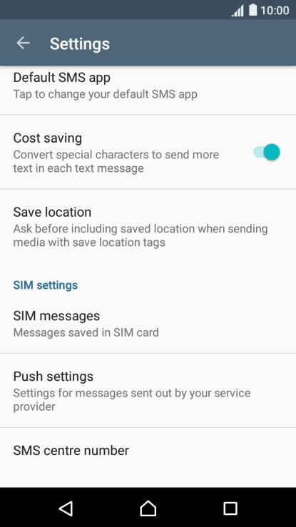 Press SMS centre number.