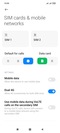 Press the required SIM.