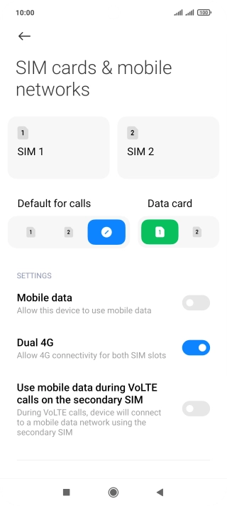 Press the required SIM.