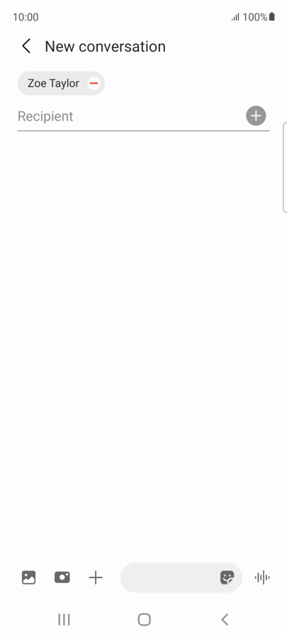 Press the text input field and write the text for your text message.