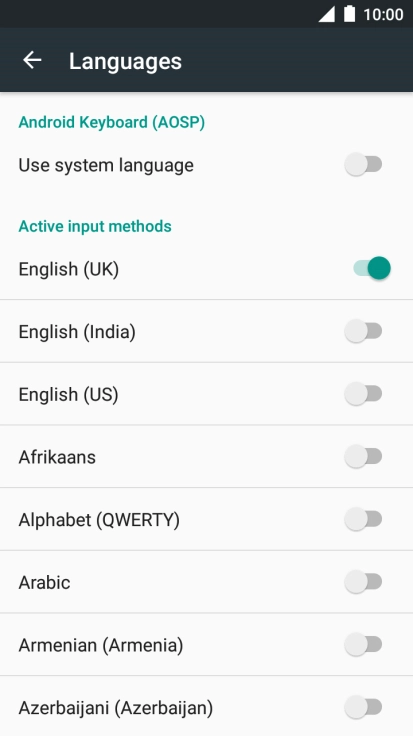 Press the required language to add it.