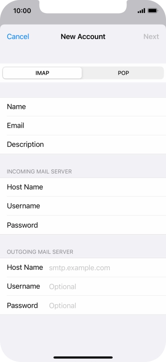 Press Host Name and key in mail.vodafone.ie.