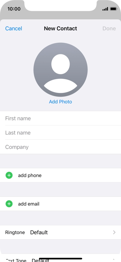 Press First name and key in the first name.