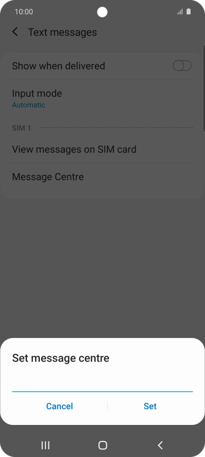 Key in +35387699989 and press Set.