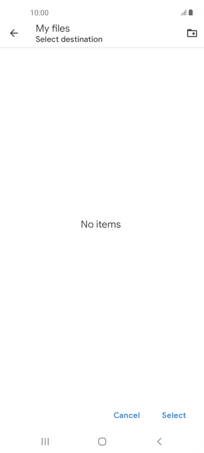 To create a new folder, press the new folder icon and follow the instructions on the screen to create a new folder.