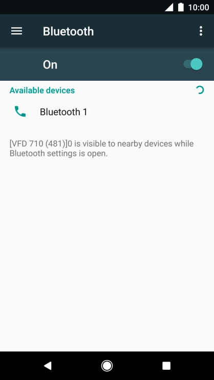 Press the required Bluetooth device and follow the instructions on the screen to pair the device with your phone.