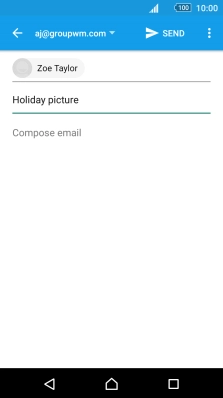 Press the text input field and write the text for your email message.