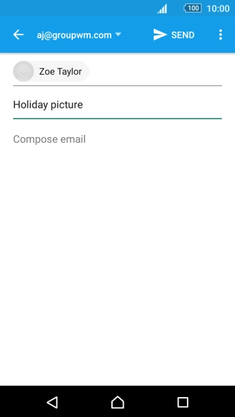 Press the text input field and write the text for your email message.