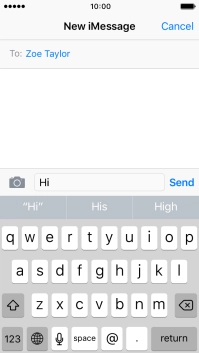 Press Send when you've finished your iMessage.