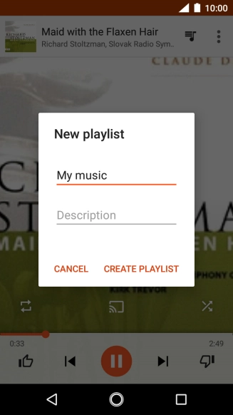 Key in a name for the playlist and press CREATE PLAYLIST.