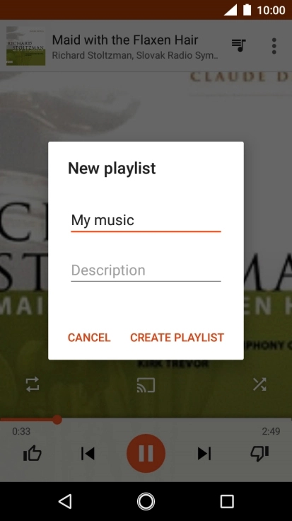Key in a name for the playlist and press CREATE PLAYLIST.