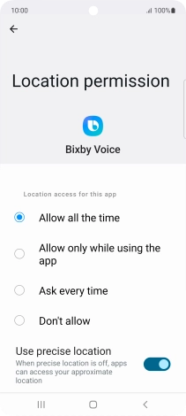 Press the required setting.