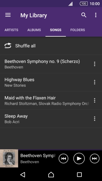 Press the required audio file.